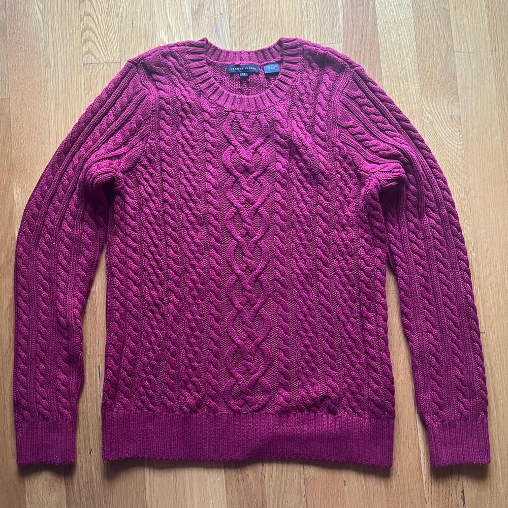 JEANNE PIERRE Women's Cable Knit Sweater - Red